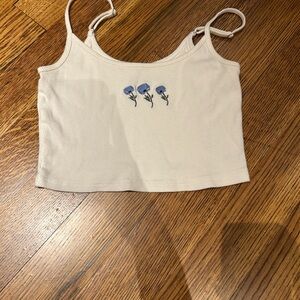 Hollister Camisole Crop Top with Blue Floral Design